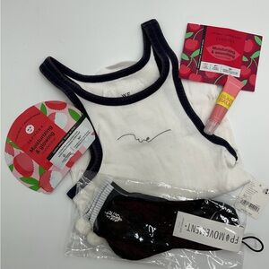 NWT FP Tee, Fp Pom Pom Buti Socks, Sephora face, 👄 mask & Glaze Balm